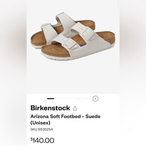 Birkenstock Arizona Soft Footbed - Suede - Antique White - size 36